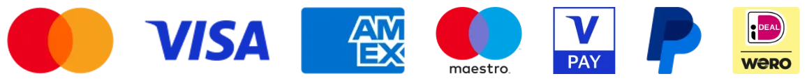 Mastercard, Visa, American Express, Maestro, V Pay, PayPal en iDEAL Wero